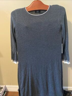 Adrienne Vittadini Navy Dress with White Trim
